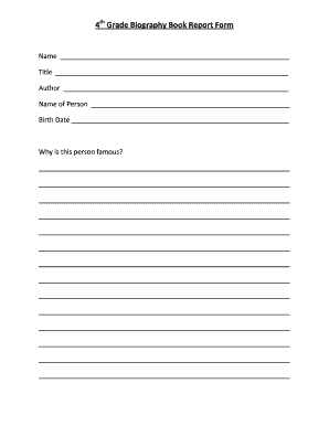4th Grade Biography Book Report Form
