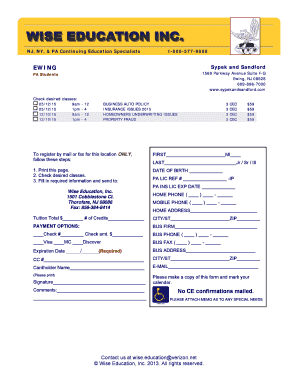 Continuing Education Registration Form