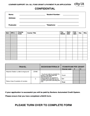 UK Learner Support Fund Application