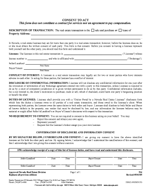 Nevada Real Estate Dual Agency Consent Form