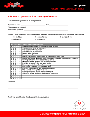 Volunteer Program Coordinator Evaluation Form