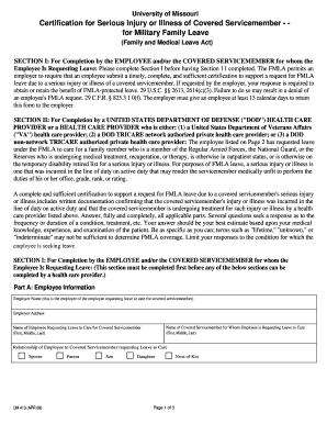 FMLA Certification for Serious Injury or Illness of Covered Servicemember