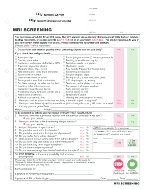 MRI Screening Form