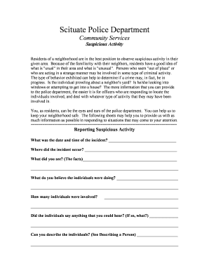Suspicious Activity Report Form