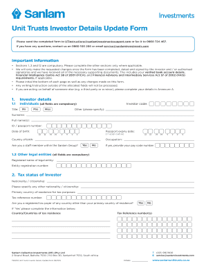 Unit Trusts Investor Details Update Form