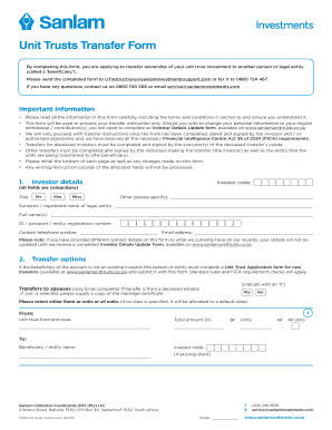 Unit Trusts Transfer Form
