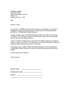 Health Insurance Reimbursement Request Letter