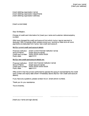 Credit Card Account Change Notice