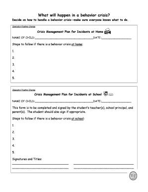 Crisis Management Plan for Behavior Incidents