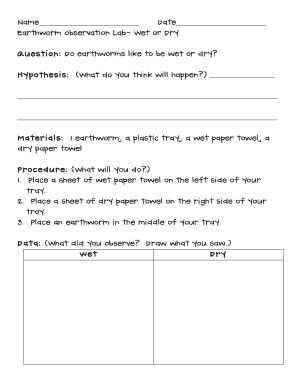Earthworm Observation Lab Form