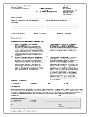 Wood Burning Exemption Request Form