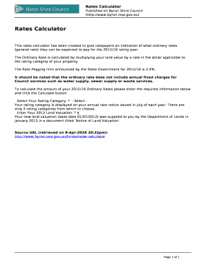 Byron Shire Council Rates Calculator