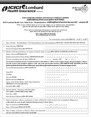 ICICI Lombard Health Care Claim Form