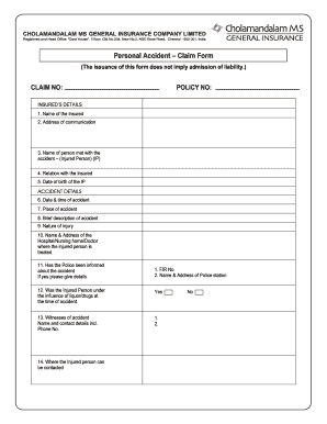 Personal Accident Claim Form