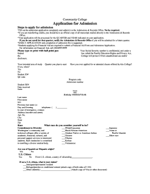 Community College Application for Admission