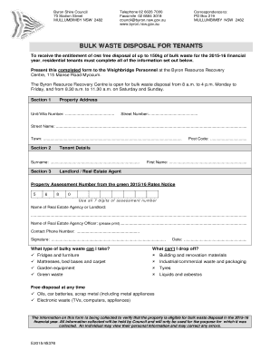Bulk Waste Disposal Form for Tenants