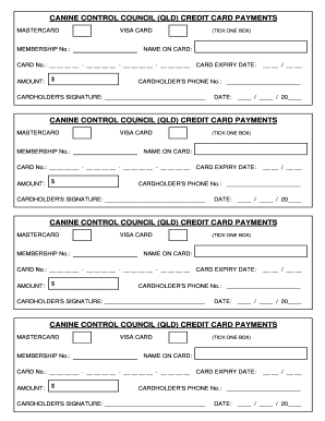 Canine Control Council QLD Credit Card Payment Form