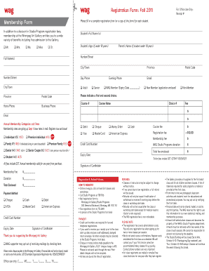 Winnipeg Art Gallery Student Registration Form