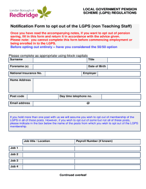 Local Government Pension Scheme Opt-Out Form