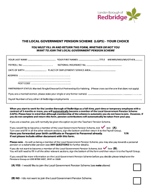 Local Government Pension Scheme Enrollment Form