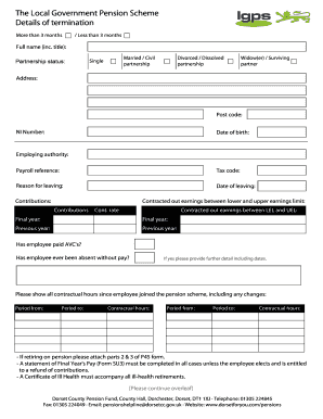 Local Government Pension Scheme Termination Form