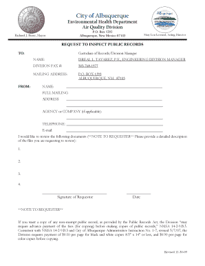 Request to Inspect Public Records