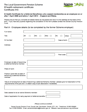 Local Government Pension Scheme Ill Health Retirement Certificate