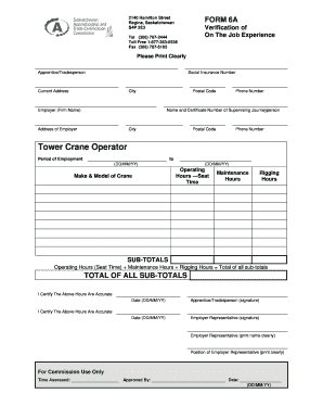 Form 6A On The Job Experience Verification