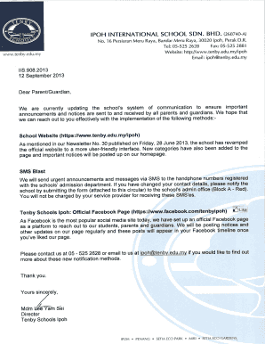 Notification of Change of Contact Information