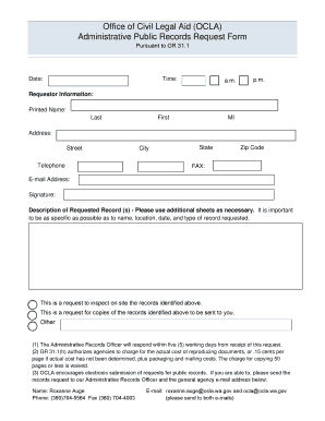 Washington Public Records Request Form