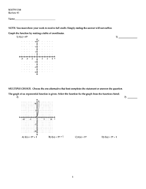 Math 1314 Review Exam