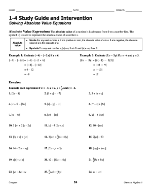 Absolute Value Equations Study Guide