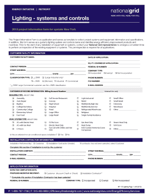 National Grid Lighting Controls Application Form