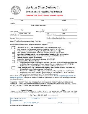 Out-of-State Tuition Fee Waiver