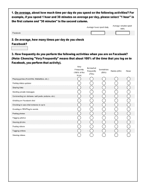 Facebook Usage Survey Form