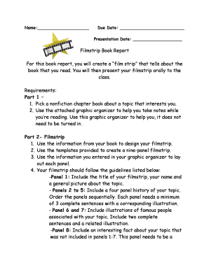 Filmstrip Book Report Template