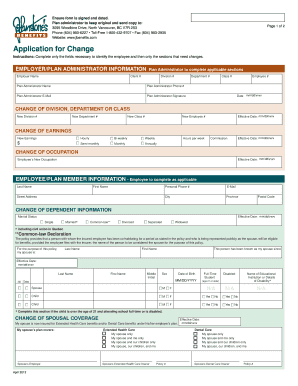 Employee Benefits Change Application Form