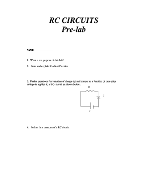 RC Circuits Pre-Lab Form
