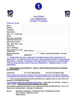 Dog License Application