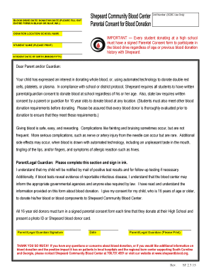 Parental Consent Form for Blood Donation