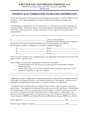 Consent Authorization Release Information