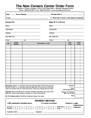 New Careers Center Order Form