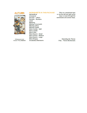 Autumn Worksheet