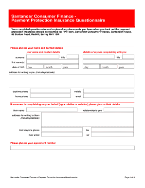 Santander PPI Questionnaire