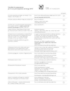 Checklist di preparazione Anuga