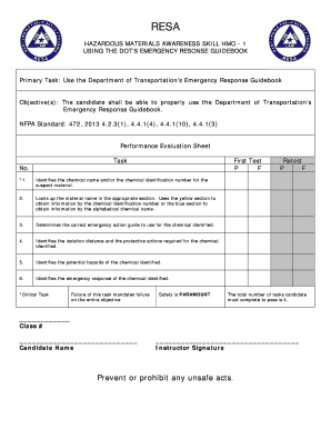 Hazardous Materials Operations Skills Evaluation