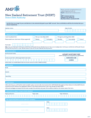 New Zealand Retirement Trust Direct Debit Authority