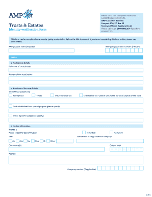 Identity Verification Form for Trusts and Estates