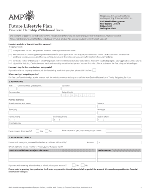 Future Lifestyle Plan Financial Hardship Withdrawal Form