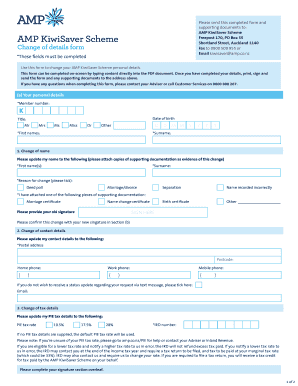 AMP KiwiSaver Scheme Change of Details Form